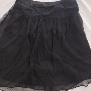 Chic Silk Pois Dark Blue Midi Skirt for Women